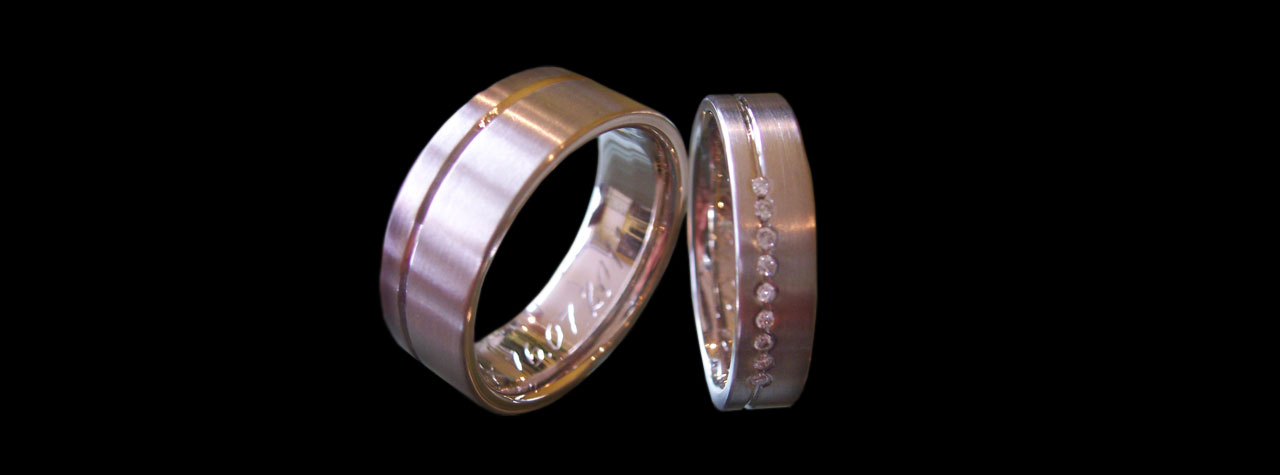 Trauringe 590/- Weißgold - Diamant Trauringe 590/- Weißgold - Diamant